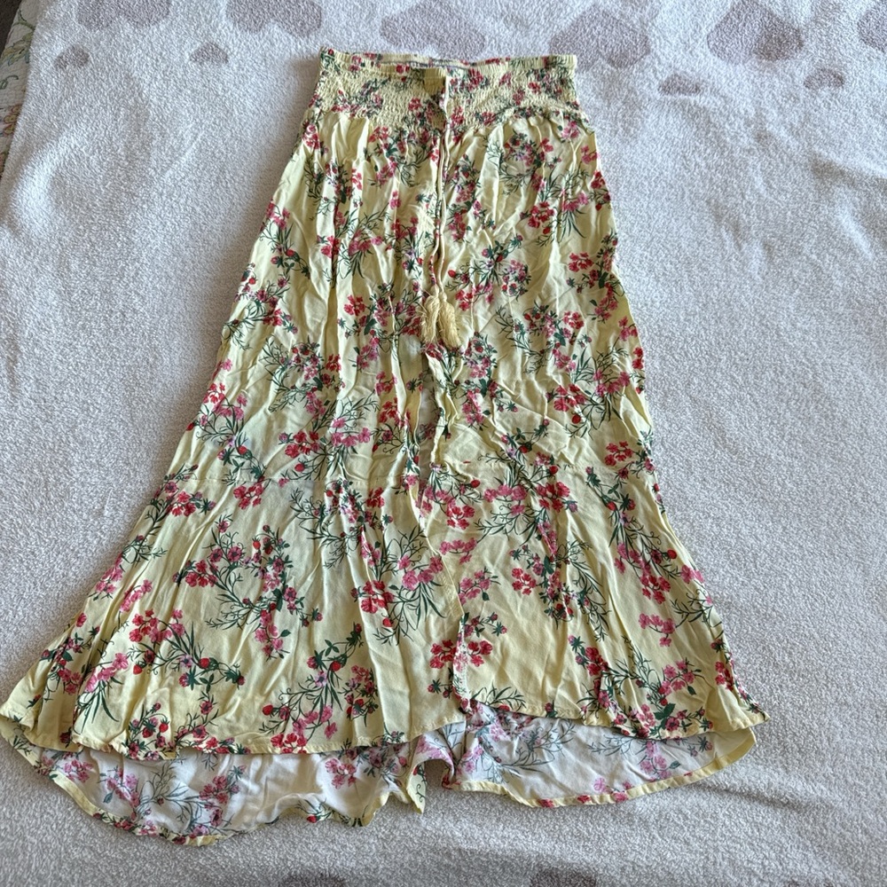 No Boundaries Floral High Low Skirt - Yellow and Red